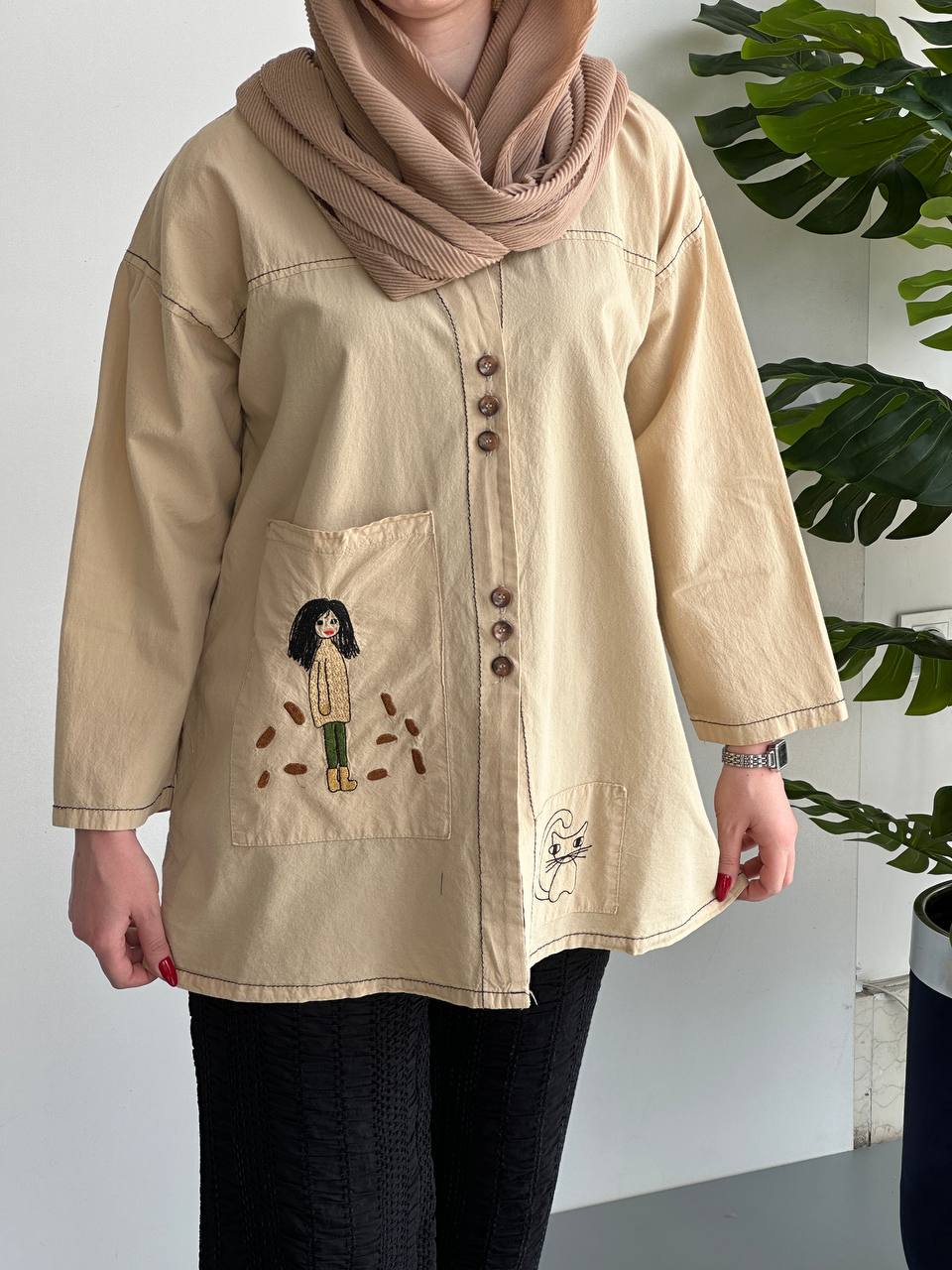 شومیز مانتویی سه دکمه دختر